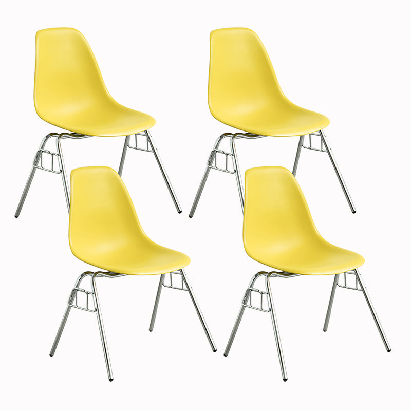 Metal Industrial Kitchen Dining Room Chair Solid Back Side Chair Lemon Yellow Set of 4 Clearhalo ' kitchen&dining_furn' 'Dining Chairs' 'Dining Tables & Seating' 'dining_chair' 'Furniture' 'furniture_dining_chair' 'Kitchen & Dining Furniture' 'kitchen' 4557143