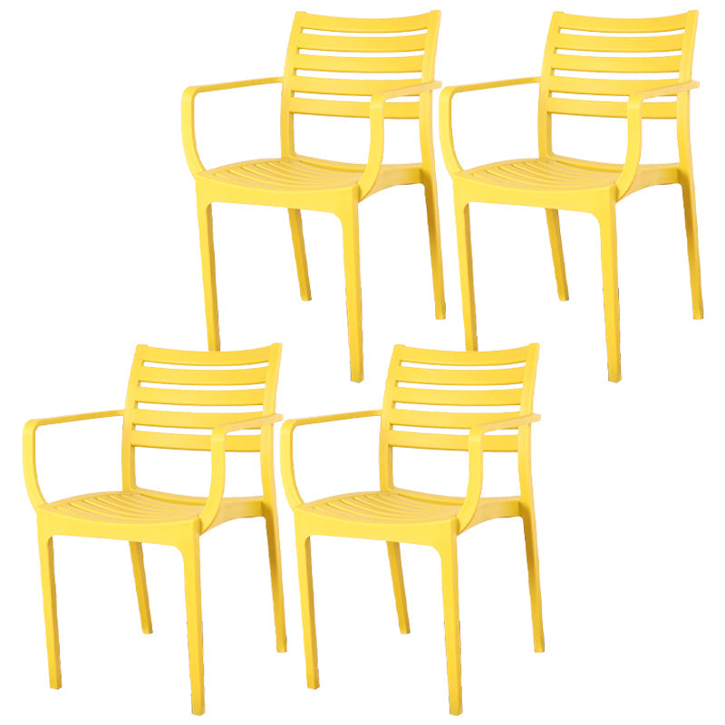 Contemporary Dining Chairs Dining Arm Side Chair with Plastic Legs Yellow 4 Piece Set Clearhalo ' kitchen&dining_furn' 'Dining Chairs' 'Dining Tables & Seating' 'dining_chair' 'furn' 'furn_dining_chair' 'Furniture' 'furniture_dining_chair' 'Kitchen & Dining Furniture' 'kitchen' 4557168