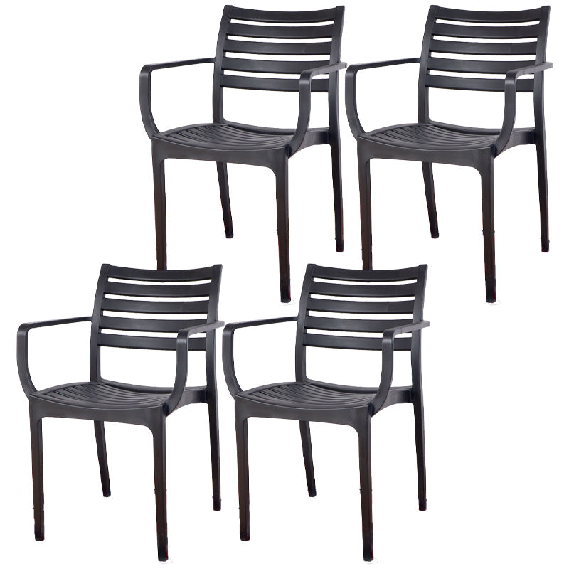 Contemporary Dining Chairs Dining Arm Side Chair with Plastic Legs Black 4 Piece Set Clearhalo ' kitchen&dining_furn' 'Dining Chairs' 'Dining Tables & Seating' 'dining_chair' 'furn' 'furn_dining_chair' 'Furniture' 'furniture_dining_chair' 'Kitchen & Dining Furniture' 'kitchen' 4557170