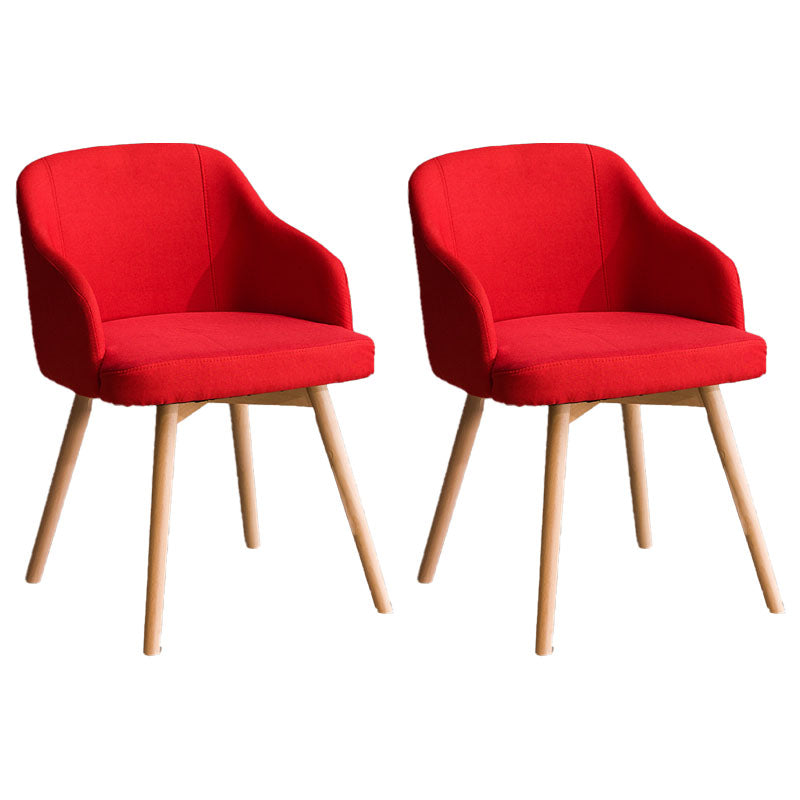 Contemporary Beech Solid Back Arm Chair Matte Finish Upholstered Dining Chair Red Natural Wood Set of 2 Clearhalo ' kitchen&dining_furn' 'Dining Chairs' 'Dining Tables & Seating' 'dining_chair' 'Furniture' 'furniture_dining_chair' 'Kitchen & Dining Furniture' 'kitchen' 4557188