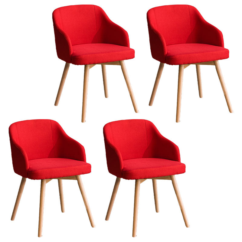 Contemporary Beech Solid Back Arm Chair Matte Finish Upholstered Dining Chair Red Natural Wood Set of 4 Clearhalo ' kitchen&dining_furn' 'Dining Chairs' 'Dining Tables & Seating' 'dining_chair' 'Furniture' 'furniture_dining_chair' 'Kitchen & Dining Furniture' 'kitchen' 4557190