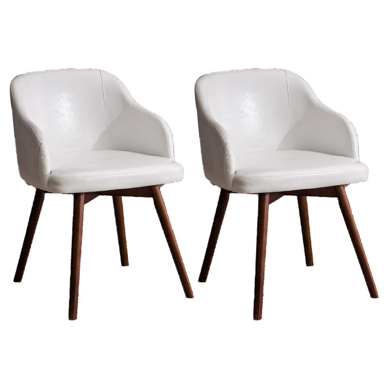 Contemporary Beech Solid Back Arm Chair Matte Finish Upholstered Dining Chair White Walnut Set of 2 Clearhalo ' kitchen&dining_furn' 'Dining Chairs' 'Dining Tables & Seating' 'dining_chair' 'Furniture' 'furniture_dining_chair' 'Kitchen & Dining Furniture' 'kitchen' 4557194