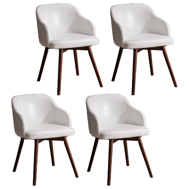 Contemporary Beech Solid Back Arm Chair Matte Finish Upholstered Dining Chair White Walnut Set of 4 Clearhalo ' kitchen&dining_furn' 'Dining Chairs' 'Dining Tables & Seating' 'dining_chair' 'Furniture' 'furniture_dining_chair' 'Kitchen & Dining Furniture' 'kitchen' 4557195