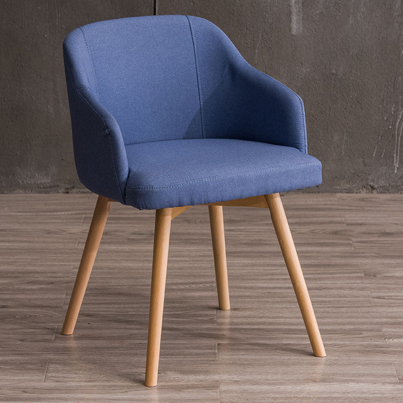 Contemporary Beech Solid Back Arm Chair Matte Finish Upholstered Dining Chair Dark Blue Natural Wood 1 Piece Clearhalo ' kitchen&dining_furn' 'Dining Chairs' 'Dining Tables & Seating' 'dining_chair' 'Furniture' 'furniture_dining_chair' 'Kitchen & Dining Furniture' 'kitchen' 4557198