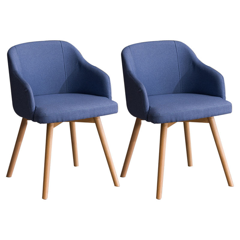 Contemporary Beech Solid Back Arm Chair Matte Finish Upholstered Dining Chair Dark Blue Natural Wood Set of 2 Clearhalo ' kitchen&dining_furn' 'Dining Chairs' 'Dining Tables & Seating' 'dining_chair' 'Furniture' 'furniture_dining_chair' 'Kitchen & Dining Furniture' 'kitchen' 4557199