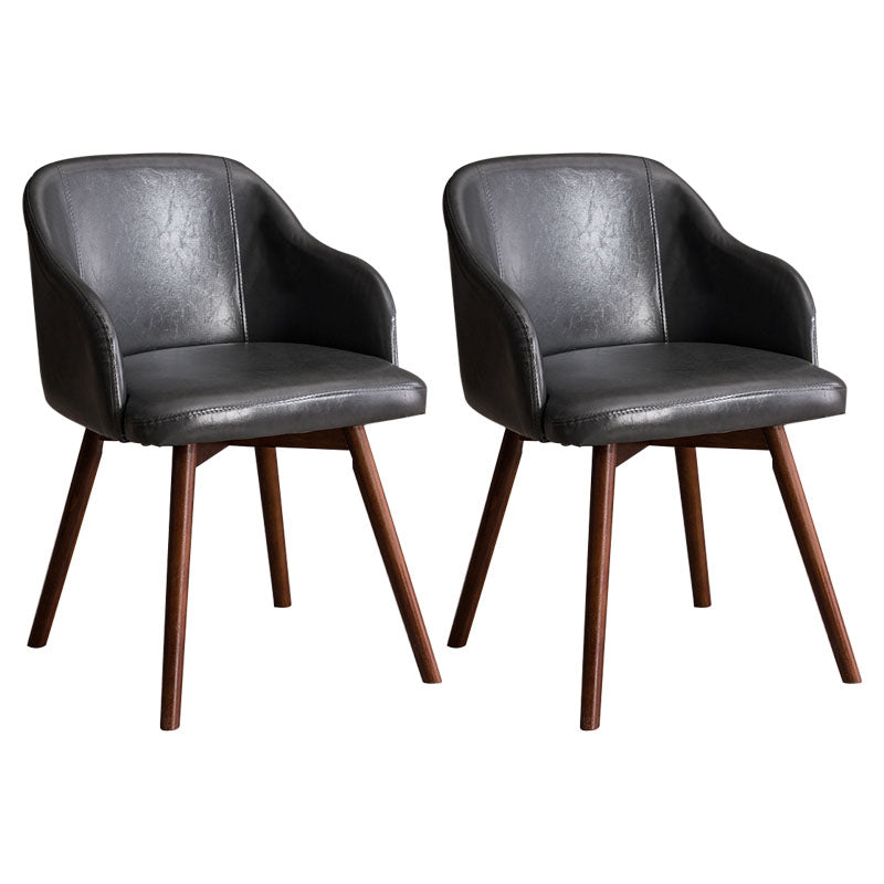 Contemporary Beech Solid Back Arm Chair Matte Finish Upholstered Dining Chair Silver Gray Walnut Set of 2 Clearhalo ' kitchen&dining_furn' 'Dining Chairs' 'Dining Tables & Seating' 'dining_chair' 'Furniture' 'furniture_dining_chair' 'Kitchen & Dining Furniture' 'kitchen' 4557205