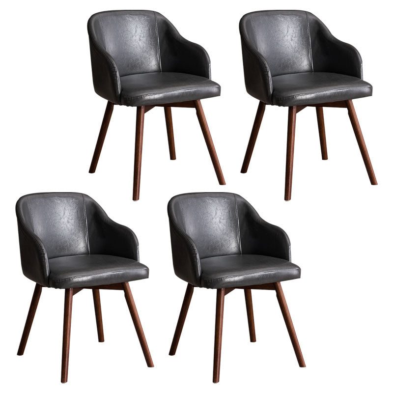Contemporary Beech Solid Back Arm Chair Matte Finish Upholstered Dining Chair Silver Gray Walnut Set of 4 Clearhalo ' kitchen&dining_furn' 'Dining Chairs' 'Dining Tables & Seating' 'dining_chair' 'Furniture' 'furniture_dining_chair' 'Kitchen & Dining Furniture' 'kitchen' 4557207
