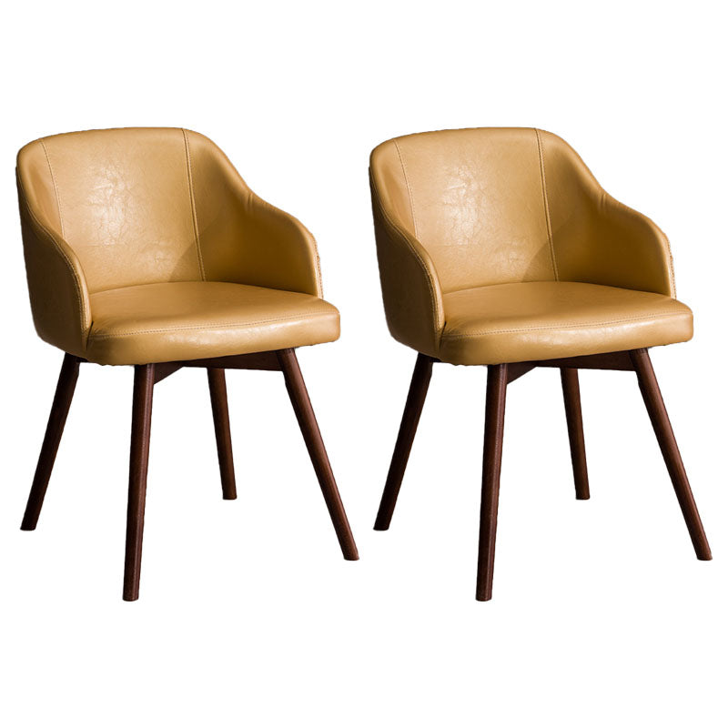 Contemporary Beech Solid Back Arm Chair Matte Finish Upholstered Dining Chair Yellow Walnut Set of 2 Clearhalo ' kitchen&dining_furn' 'Dining Chairs' 'Dining Tables & Seating' 'dining_chair' 'Furniture' 'furniture_dining_chair' 'Kitchen & Dining Furniture' 'kitchen' 4557209