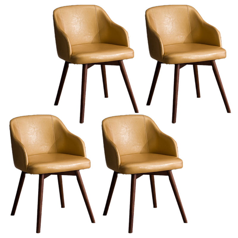 Contemporary Beech Solid Back Arm Chair Matte Finish Upholstered Dining Chair Yellow Walnut Set of 4 Clearhalo ' kitchen&dining_furn' 'Dining Chairs' 'Dining Tables & Seating' 'dining_chair' 'Furniture' 'furniture_dining_chair' 'Kitchen & Dining Furniture' 'kitchen' 4557210