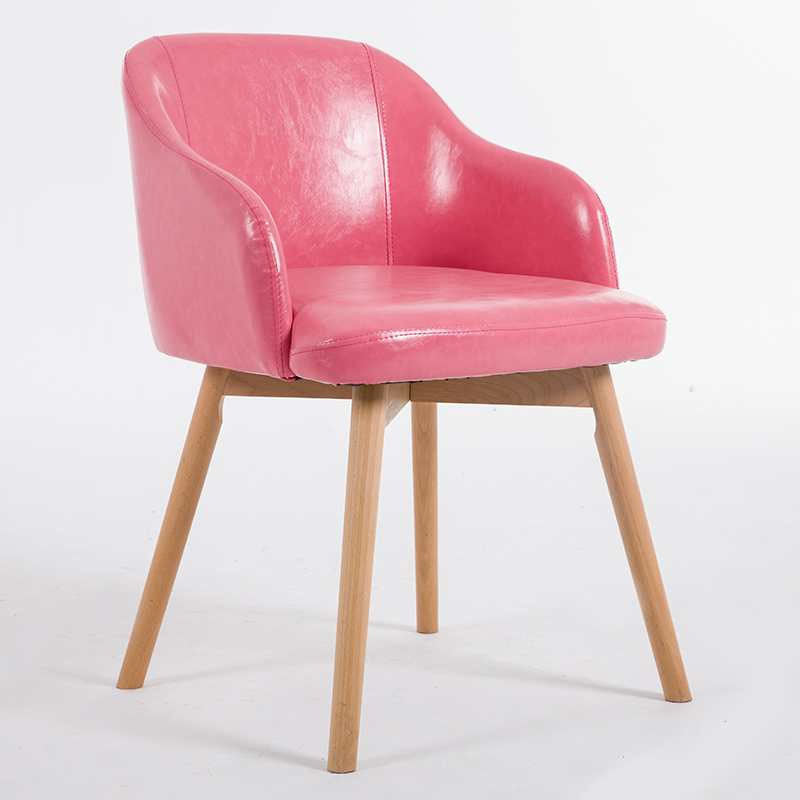 Contemporary Beech Solid Back Arm Chair Matte Finish Upholstered Dining Chair Pink Natural Wood 1 Piece Clearhalo ' kitchen&dining_furn' 'Dining Chairs' 'Dining Tables & Seating' 'dining_chair' 'Furniture' 'furniture_dining_chair' 'Kitchen & Dining Furniture' 'kitchen' 4557211