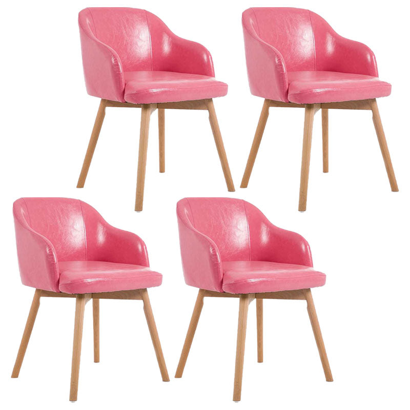 Contemporary Beech Solid Back Arm Chair Matte Finish Upholstered Dining Chair Pink Natural Wood Set of 4 Clearhalo ' kitchen&dining_furn' 'Dining Chairs' 'Dining Tables & Seating' 'dining_chair' 'Furniture' 'furniture_dining_chair' 'Kitchen & Dining Furniture' 'kitchen' 4557213