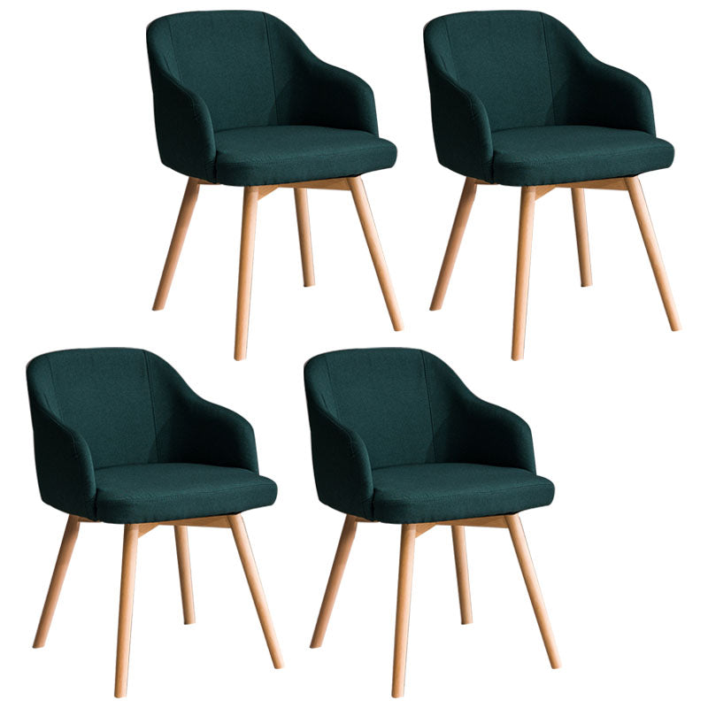 Contemporary Beech Solid Back Arm Chair Matte Finish Upholstered Dining Chair Blackish Green Natural Wood Set of 4 Clearhalo ' kitchen&dining_furn' 'Dining Chairs' 'Dining Tables & Seating' 'dining_chair' 'Furniture' 'furniture_dining_chair' 'Kitchen & Dining Furniture' 'kitchen' 4557219