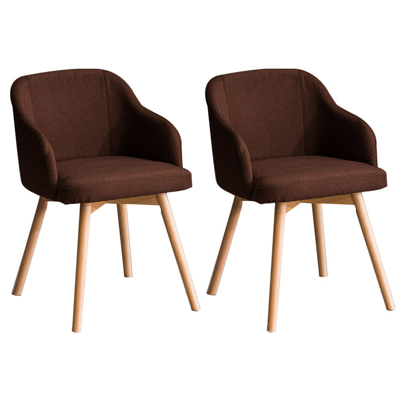 Contemporary Beech Solid Back Arm Chair Matte Finish Upholstered Dining Chair Coffee Natural Wood Set of 2 Clearhalo ' kitchen&dining_furn' 'Dining Chairs' 'Dining Tables & Seating' 'dining_chair' 'Furniture' 'furniture_dining_chair' 'Kitchen & Dining Furniture' 'kitchen' 4557221