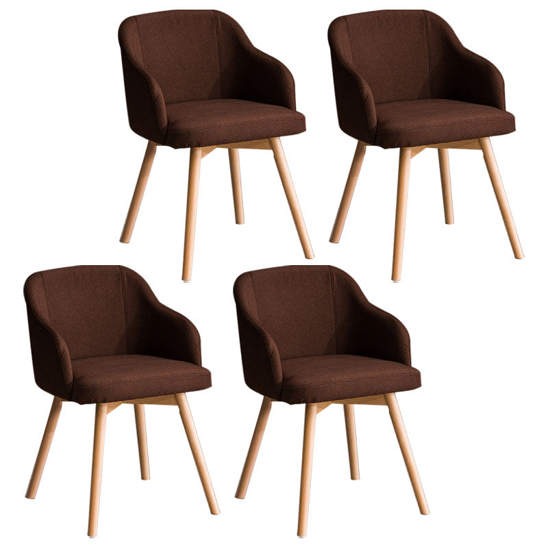 Contemporary Beech Solid Back Arm Chair Matte Finish Upholstered Dining Chair Coffee Natural Wood Set of 4 Clearhalo ' kitchen&dining_furn' 'Dining Chairs' 'Dining Tables & Seating' 'dining_chair' 'Furniture' 'furniture_dining_chair' 'Kitchen & Dining Furniture' 'kitchen' 4557222