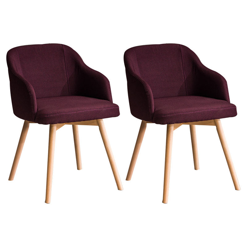 Contemporary Beech Solid Back Arm Chair Matte Finish Upholstered Dining Chair Dark Purple Natural Wood Set of 2 Clearhalo ' kitchen&dining_furn' 'Dining Chairs' 'Dining Tables & Seating' 'dining_chair' 'Furniture' 'furniture_dining_chair' 'Kitchen & Dining Furniture' 'kitchen' 4557224