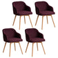 Contemporary Beech Solid Back Arm Chair Matte Finish Upholstered Dining Chair Dark Purple Natural Wood Set of 4 Clearhalo ' kitchen&dining_furn' 'Dining Chairs' 'Dining Tables & Seating' 'dining_chair' 'Furniture' 'furniture_dining_chair' 'Kitchen & Dining Furniture' 'kitchen' 4557225