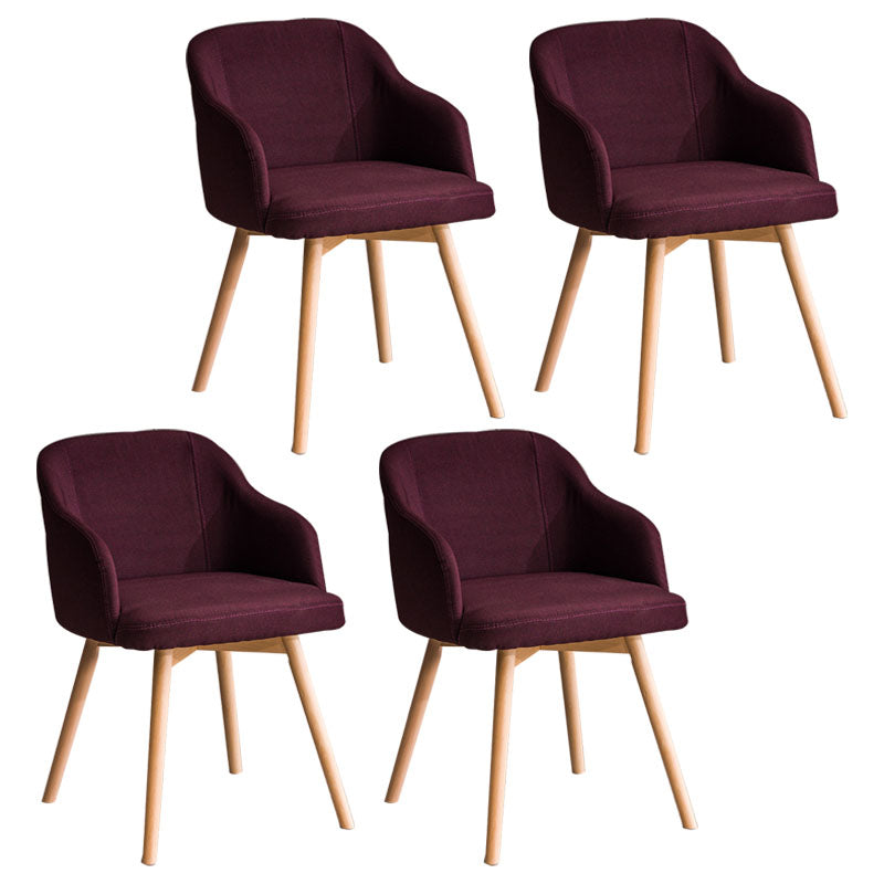 Contemporary Beech Solid Back Arm Chair Matte Finish Upholstered Dining Chair Dark Purple Natural Wood Set of 4 Clearhalo ' kitchen&dining_furn' 'Dining Chairs' 'Dining Tables & Seating' 'dining_chair' 'Furniture' 'furniture_dining_chair' 'Kitchen & Dining Furniture' 'kitchen' 4557225