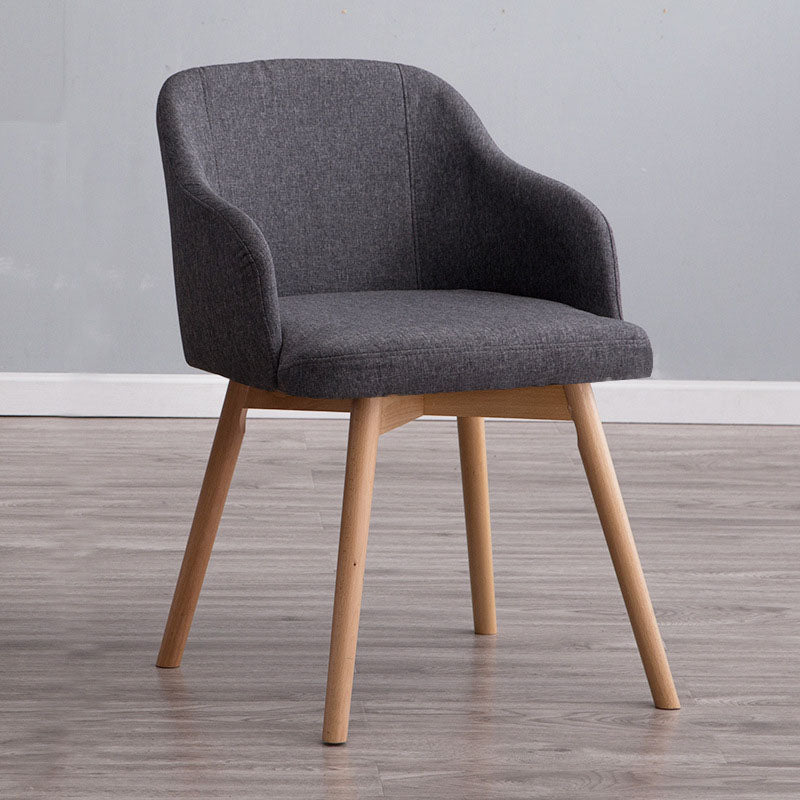 Contemporary Beech Solid Back Arm Chair Matte Finish Upholstered Dining Chair Dark Gray Natural Wood 1 Piece Clearhalo ' kitchen&dining_furn' 'Dining Chairs' 'Dining Tables & Seating' 'dining_chair' 'Furniture' 'furniture_dining_chair' 'Kitchen & Dining Furniture' 'kitchen' 4557226