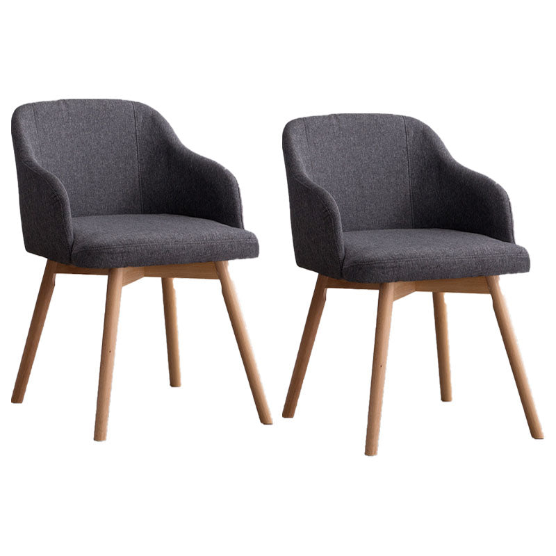 Contemporary Beech Solid Back Arm Chair Matte Finish Upholstered Dining Chair Dark Gray Natural Wood Set of 2 Clearhalo ' kitchen&dining_furn' 'Dining Chairs' 'Dining Tables & Seating' 'dining_chair' 'Furniture' 'furniture_dining_chair' 'Kitchen & Dining Furniture' 'kitchen' 4557227