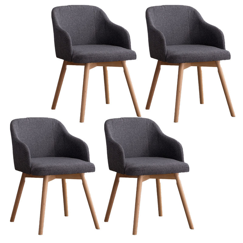 Contemporary Beech Solid Back Arm Chair Matte Finish Upholstered Dining Chair Dark Gray Natural Wood Set of 4 Clearhalo ' kitchen&dining_furn' 'Dining Chairs' 'Dining Tables & Seating' 'dining_chair' 'Furniture' 'furniture_dining_chair' 'Kitchen & Dining Furniture' 'kitchen' 4557228