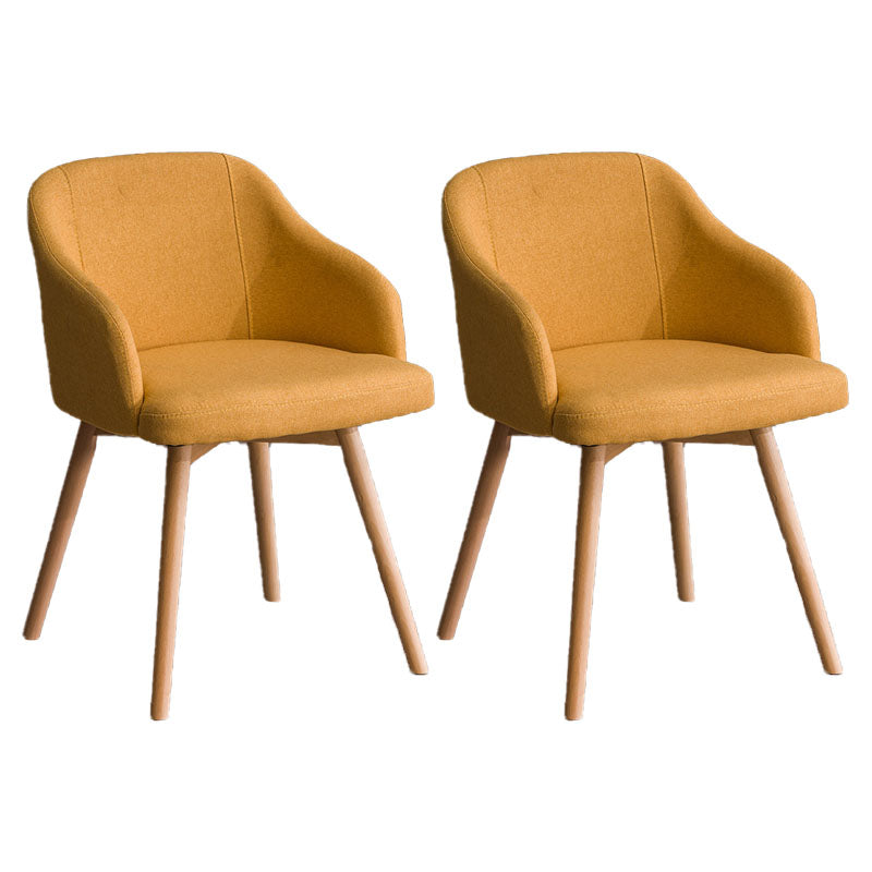 Contemporary Beech Solid Back Arm Chair Matte Finish Upholstered Dining Chair Yellow Natural Wood Set of 2 Clearhalo ' kitchen&dining_furn' 'Dining Chairs' 'Dining Tables & Seating' 'dining_chair' 'Furniture' 'furniture_dining_chair' 'Kitchen & Dining Furniture' 'kitchen' 4557230