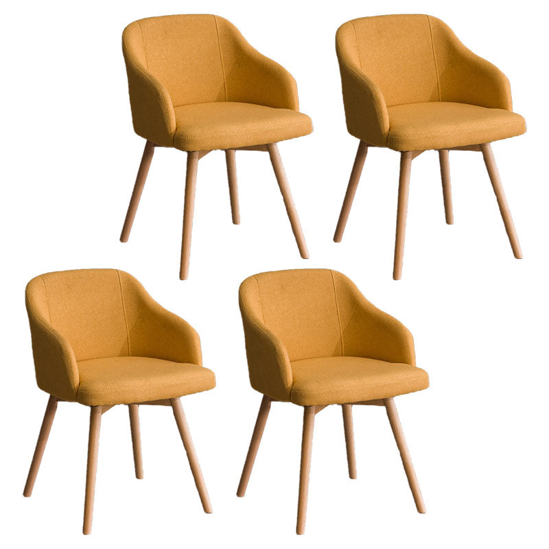 Contemporary Beech Solid Back Arm Chair Matte Finish Upholstered Dining Chair Yellow Natural Wood Set of 4 Clearhalo ' kitchen&dining_furn' 'Dining Chairs' 'Dining Tables & Seating' 'dining_chair' 'Furniture' 'furniture_dining_chair' 'Kitchen & Dining Furniture' 'kitchen' 4557231
