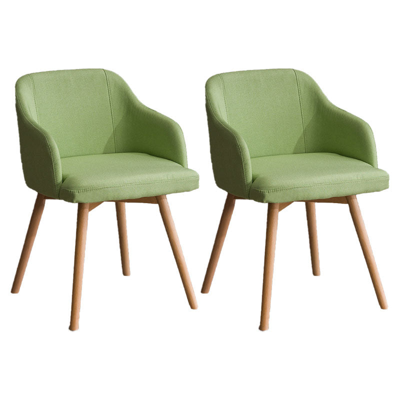 Contemporary Beech Solid Back Arm Chair Matte Finish Upholstered Dining Chair Green Natural Wood Set of 2 Clearhalo ' kitchen&dining_furn' 'Dining Chairs' 'Dining Tables & Seating' 'dining_chair' 'Furniture' 'furniture_dining_chair' 'Kitchen & Dining Furniture' 'kitchen' 4557233