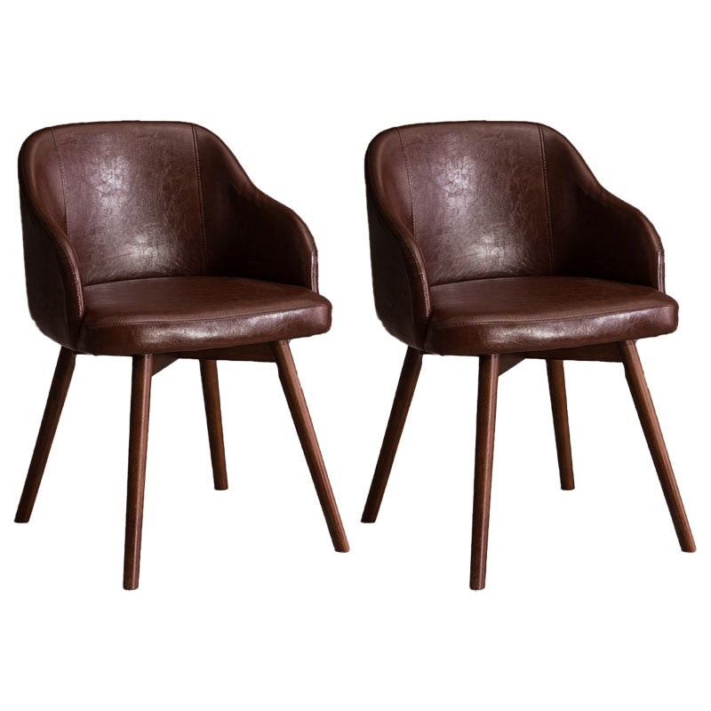 Contemporary Beech Solid Back Arm Chair Matte Finish Upholstered Dining Chair Coffee Walnut Set of 2 Clearhalo ' kitchen&dining_furn' 'Dining Chairs' 'Dining Tables & Seating' 'dining_chair' 'Furniture' 'furniture_dining_chair' 'Kitchen & Dining Furniture' 'kitchen' 4557236