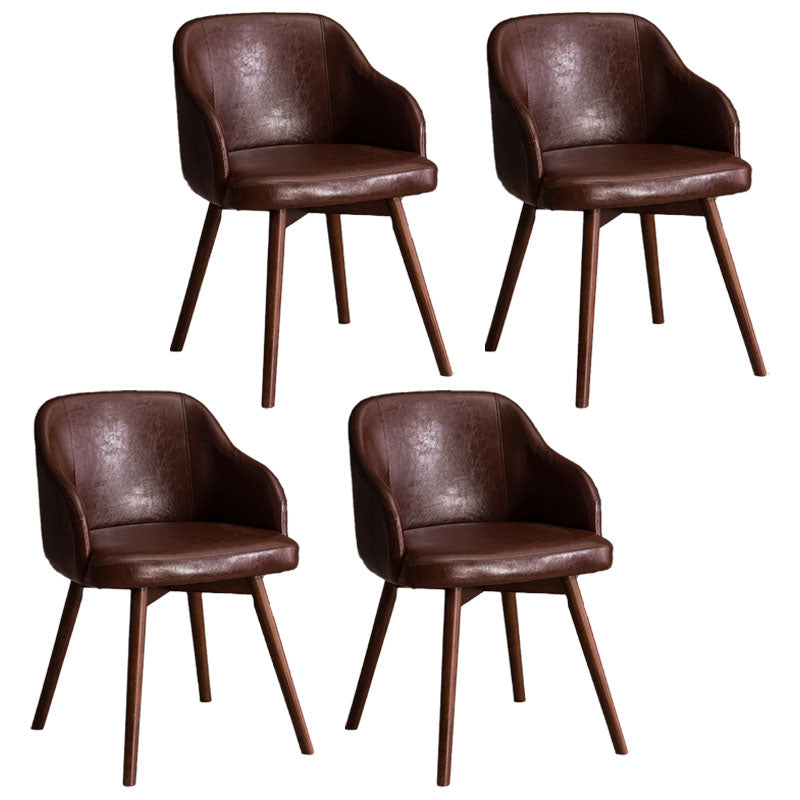 Contemporary Beech Solid Back Arm Chair Matte Finish Upholstered Dining Chair Coffee Walnut Set of 4 Clearhalo ' kitchen&dining_furn' 'Dining Chairs' 'Dining Tables & Seating' 'dining_chair' 'Furniture' 'furniture_dining_chair' 'Kitchen & Dining Furniture' 'kitchen' 4557237