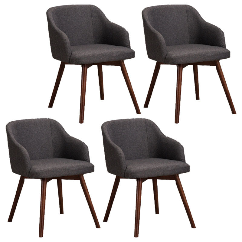 Contemporary Beech Solid Back Arm Chair Matte Finish Upholstered Dining Chair Dark Gray Walnut Set of 4 Clearhalo ' kitchen&dining_furn' 'Dining Chairs' 'Dining Tables & Seating' 'dining_chair' 'Furniture' 'furniture_dining_chair' 'Kitchen & Dining Furniture' 'kitchen' 4557240