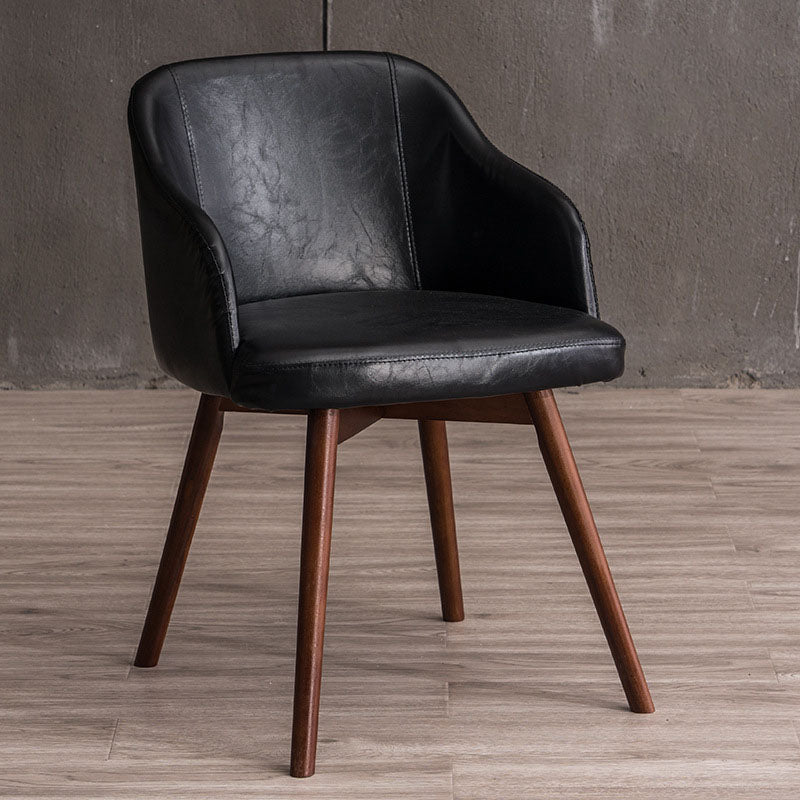 Contemporary Beech Solid Back Arm Chair Matte Finish Upholstered Dining Chair Black Walnut 1 Piece Clearhalo ' kitchen&dining_furn' 'Dining Chairs' 'Dining Tables & Seating' 'dining_chair' 'Furniture' 'furniture_dining_chair' 'Kitchen & Dining Furniture' 'kitchen' 4557244