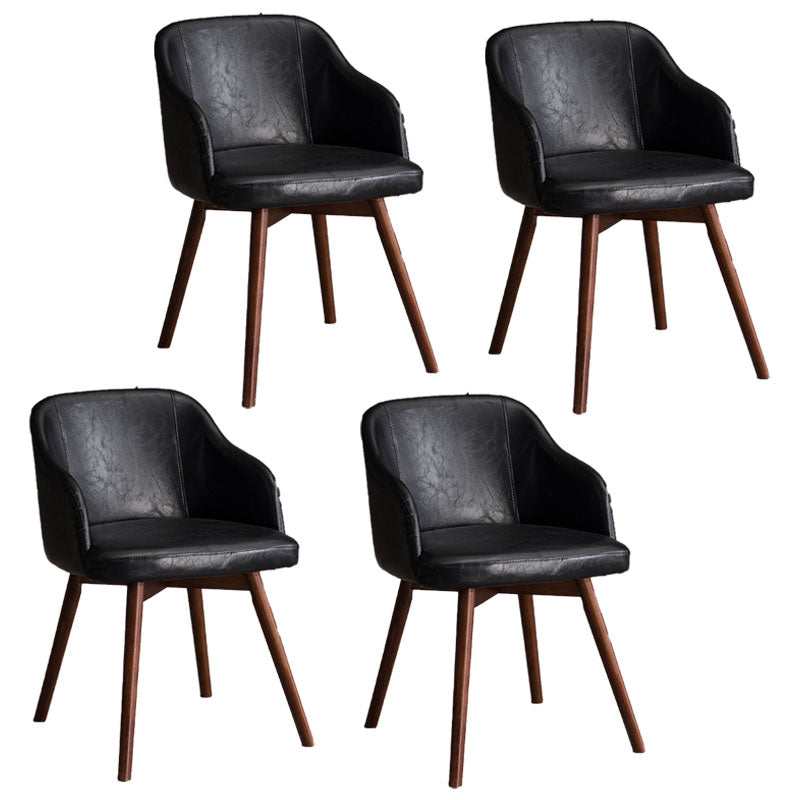 Contemporary Beech Solid Back Arm Chair Matte Finish Upholstered Dining Chair Black Walnut Set of 4 Clearhalo ' kitchen&dining_furn' 'Dining Chairs' 'Dining Tables & Seating' 'dining_chair' 'Furniture' 'furniture_dining_chair' 'Kitchen & Dining Furniture' 'kitchen' 4557246