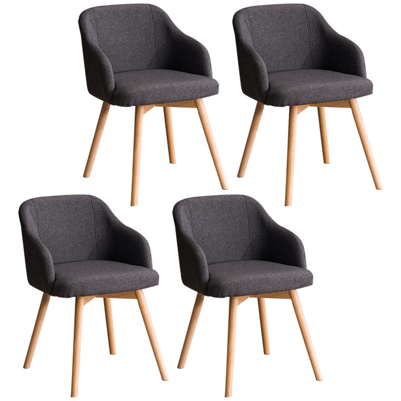 Contemporary Beech Solid Back Arm Chair Matte Finish Upholstered Dining Chair Grey Natural Wood Set of 4 Clearhalo ' kitchen&dining_furn' 'Dining Chairs' 'Dining Tables & Seating' 'dining_chair' 'Furniture' 'furniture_dining_chair' 'Kitchen & Dining Furniture' 'kitchen' 4557249
