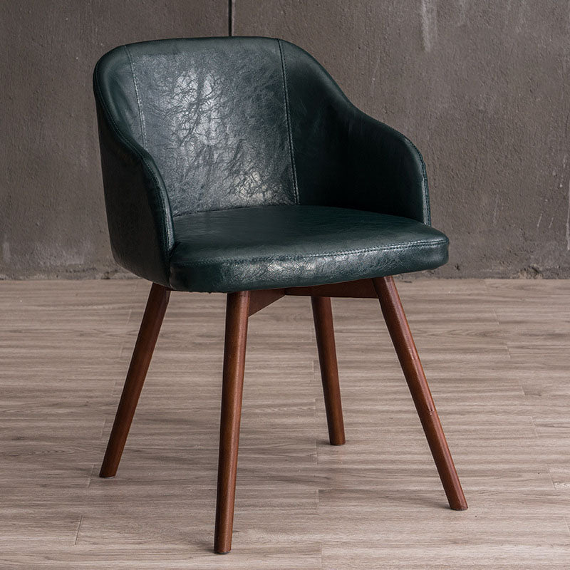 Contemporary Beech Solid Back Arm Chair Matte Finish Upholstered Dining Chair Blackish Green Walnut 1 Piece Clearhalo ' kitchen&dining_furn' 'Dining Chairs' 'Dining Tables & Seating' 'dining_chair' 'Furniture' 'furniture_dining_chair' 'Kitchen & Dining Furniture' 'kitchen' 4557250
