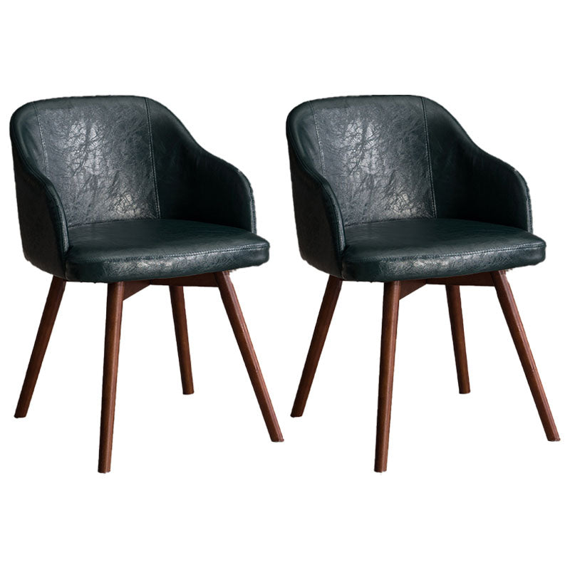 Contemporary Beech Solid Back Arm Chair Matte Finish Upholstered Dining Chair Blackish Green Walnut Set of 2 Clearhalo ' kitchen&dining_furn' 'Dining Chairs' 'Dining Tables & Seating' 'dining_chair' 'Furniture' 'furniture_dining_chair' 'Kitchen & Dining Furniture' 'kitchen' 4557251