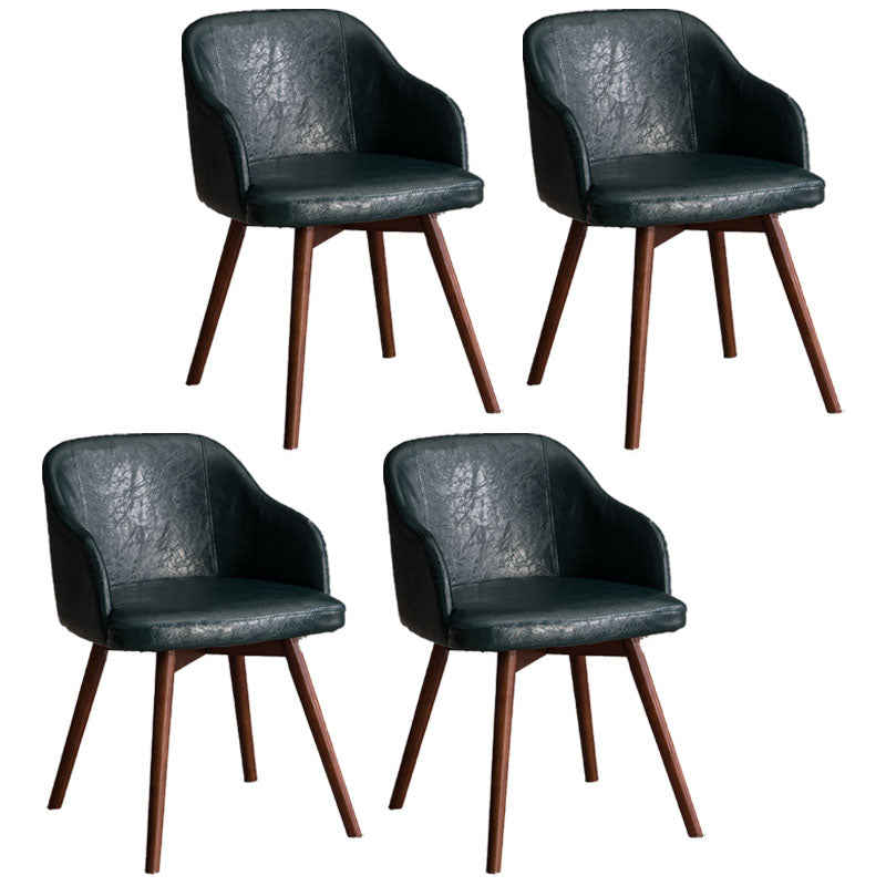 Contemporary Beech Solid Back Arm Chair Matte Finish Upholstered Dining Chair Blackish Green Walnut Set of 4 Clearhalo ' kitchen&dining_furn' 'Dining Chairs' 'Dining Tables & Seating' 'dining_chair' 'Furniture' 'furniture_dining_chair' 'Kitchen & Dining Furniture' 'kitchen' 4557252