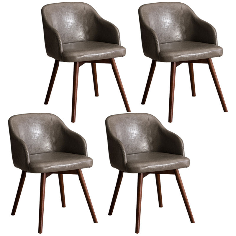 Contemporary Beech Solid Back Arm Chair Matte Finish Upholstered Dining Chair Light Gray Walnut Set of 4 Clearhalo ' kitchen&dining_furn' 'Dining Chairs' 'Dining Tables & Seating' 'dining_chair' 'Furniture' 'furniture_dining_chair' 'Kitchen & Dining Furniture' 'kitchen' 4557258