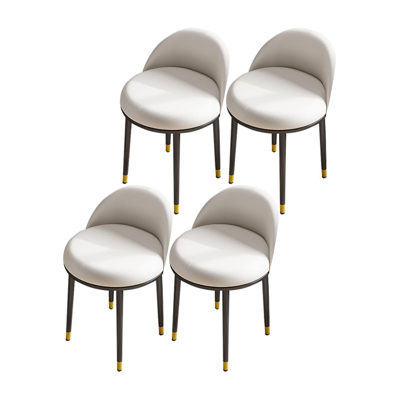 Nordic Design Armless Solid Back Chairs Upholstered Dining Chairs White 4 Piece Set Clearhalo ' kitchen&dining_furn' 'Dining Chairs' 'Dining Tables & Seating' 'dining_chair' 'furn' 'furn_dining_chair' 'Furniture' 'furniture_dining_chair' 'Kitchen & Dining Furniture' 'kitchen' 4557268