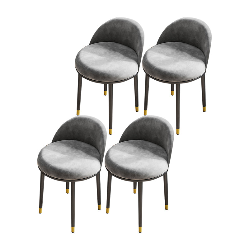 Nordic Design Armless Solid Back Chairs Upholstered Dining Chairs Grey 4 Piece Set Clearhalo ' kitchen&dining_furn' 'Dining Chairs' 'Dining Tables & Seating' 'dining_chair' 'furn' 'furn_dining_chair' 'Furniture' 'furniture_dining_chair' 'Kitchen & Dining Furniture' 'kitchen' 4557274