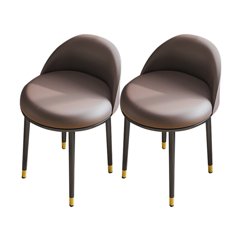 Nordic Design Armless Solid Back Chairs Upholstered Dining Chairs Brown 2 Piece Set Clearhalo ' kitchen&dining_furn' 'Dining Chairs' 'Dining Tables & Seating' 'dining_chair' 'furn' 'furn_dining_chair' 'Furniture' 'furniture_dining_chair' 'Kitchen & Dining Furniture' 'kitchen' 4557278
