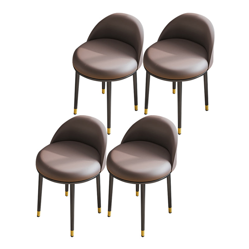 Nordic Design Armless Solid Back Chairs Upholstered Dining Chairs Brown 4 Piece Set Clearhalo ' kitchen&dining_furn' 'Dining Chairs' 'Dining Tables & Seating' 'dining_chair' 'furn' 'furn_dining_chair' 'Furniture' 'furniture_dining_chair' 'Kitchen & Dining Furniture' 'kitchen' 4557279