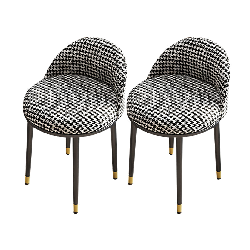 Nordic Design Armless Solid Back Chairs Upholstered Dining Chairs Black White 2 Piece Set Clearhalo ' kitchen&dining_furn' 'Dining Chairs' 'Dining Tables & Seating' 'dining_chair' 'furn' 'furn_dining_chair' 'Furniture' 'furniture_dining_chair' 'Kitchen & Dining Furniture' 'kitchen' 4557281