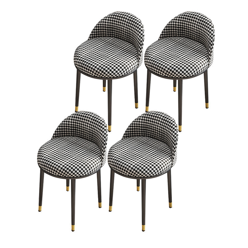 Nordic Design Armless Solid Back Chairs Upholstered Dining Chairs Black White 4 Piece Set Clearhalo ' kitchen&dining_furn' 'Dining Chairs' 'Dining Tables & Seating' 'dining_chair' 'furn' 'furn_dining_chair' 'Furniture' 'furniture_dining_chair' 'Kitchen & Dining Furniture' 'kitchen' 4557282