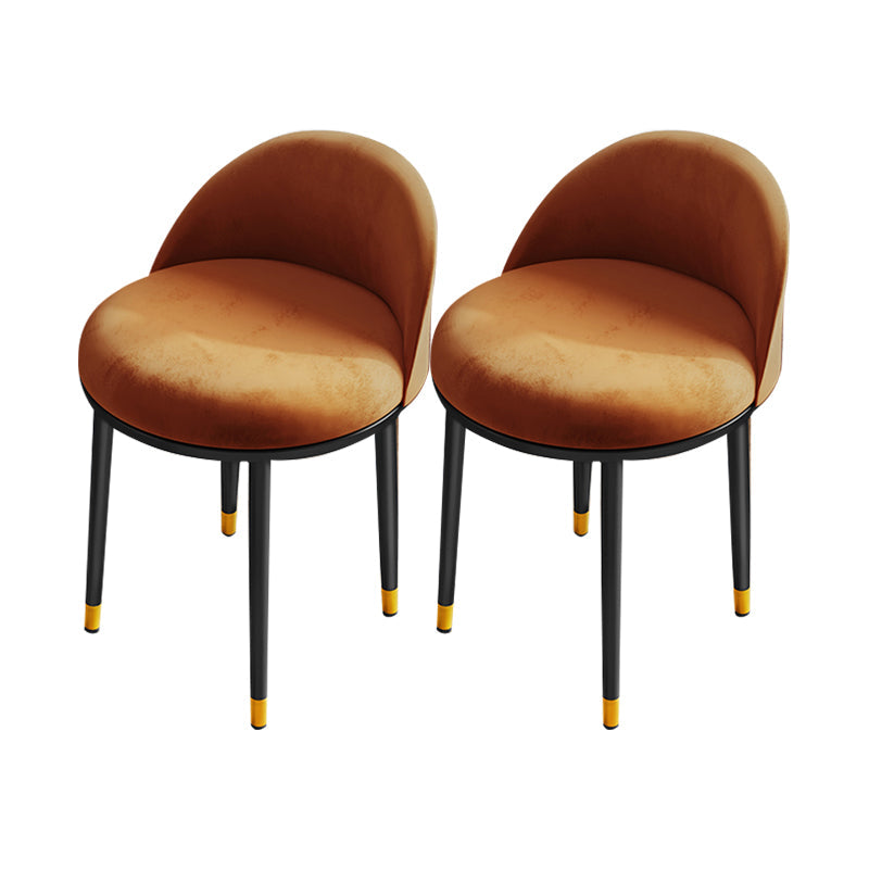 Nordic Design Armless Solid Back Chairs Upholstered Dining Chairs Orange 2 Piece Set Clearhalo ' kitchen&dining_furn' 'Dining Chairs' 'Dining Tables & Seating' 'dining_chair' 'furn' 'furn_dining_chair' 'Furniture' 'furniture_dining_chair' 'Kitchen & Dining Furniture' 'kitchen' 4557284