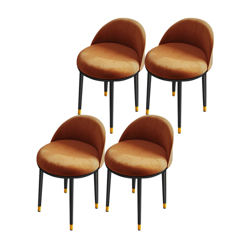 Nordic Design Armless Solid Back Chairs Upholstered Dining Chairs Orange 4 Piece Set Clearhalo ' kitchen&dining_furn' 'Dining Chairs' 'Dining Tables & Seating' 'dining_chair' 'furn' 'furn_dining_chair' 'Furniture' 'furniture_dining_chair' 'Kitchen & Dining Furniture' 'kitchen' 4557285