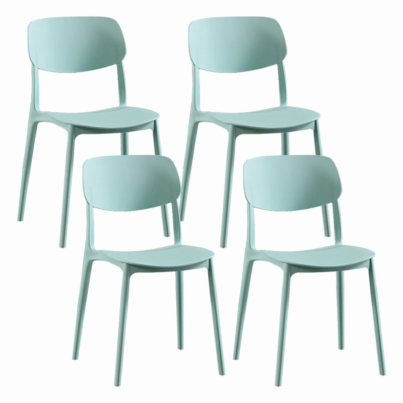 Modern Dining and Accent Chairs Indoor-Outdoor Plastic Open Back Armless Chair Green 4 Piece Set Clearhalo ' kitchen&dining_furn' 'Dining Chairs' 'Dining Tables & Seating' 'dining_chair' 'furn' 'furn_dining_chair' 'Furniture' 'furniture_dining_chair' 'Kitchen & Dining Furniture' 'kitchen' 4557291