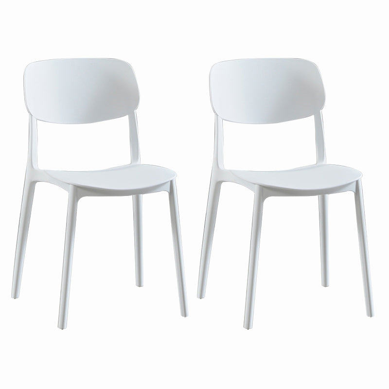 Modern Dining and Accent Chairs Indoor-Outdoor Plastic Open Back Armless Chair White 2 Piece Set Clearhalo ' kitchen&dining_furn' 'Dining Chairs' 'Dining Tables & Seating' 'dining_chair' 'furn' 'furn_dining_chair' 'Furniture' 'furniture_dining_chair' 'Kitchen & Dining Furniture' 'kitchen' 4557295