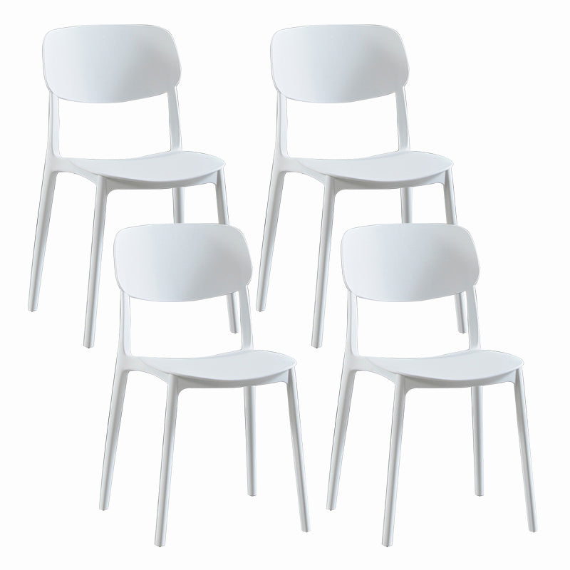 Modern Dining and Accent Chairs Indoor-Outdoor Plastic Open Back Armless Chair White 4 Piece Set Clearhalo ' kitchen&dining_furn' 'Dining Chairs' 'Dining Tables & Seating' 'dining_chair' 'furn' 'furn_dining_chair' 'Furniture' 'furniture_dining_chair' 'Kitchen & Dining Furniture' 'kitchen' 4557297