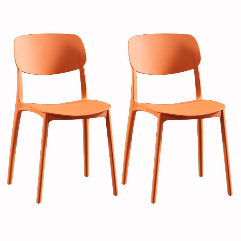 Modern Dining and Accent Chairs Indoor-Outdoor Plastic Open Back Armless Chair Orange 2 Piece Set Clearhalo ' kitchen&dining_furn' 'Dining Chairs' 'Dining Tables & Seating' 'dining_chair' 'furn' 'furn_dining_chair' 'Furniture' 'furniture_dining_chair' 'Kitchen & Dining Furniture' 'kitchen' 4557302