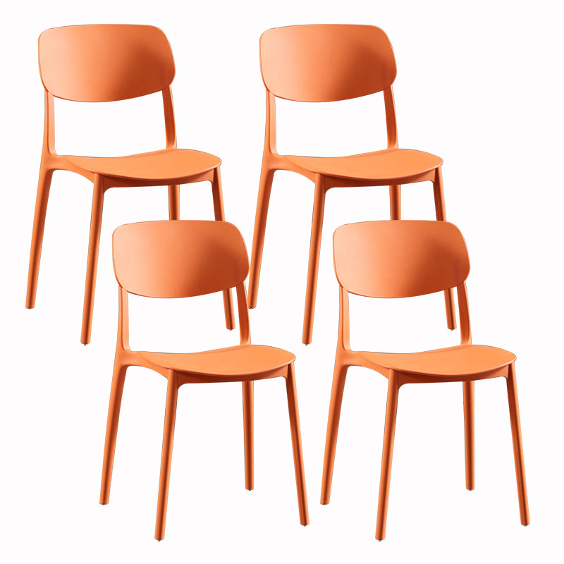 Modern Dining and Accent Chairs Indoor-Outdoor Plastic Open Back Armless Chair Orange 4 Piece Set Clearhalo ' kitchen&dining_furn' 'Dining Chairs' 'Dining Tables & Seating' 'dining_chair' 'furn' 'furn_dining_chair' 'Furniture' 'furniture_dining_chair' 'Kitchen & Dining Furniture' 'kitchen' 4557303